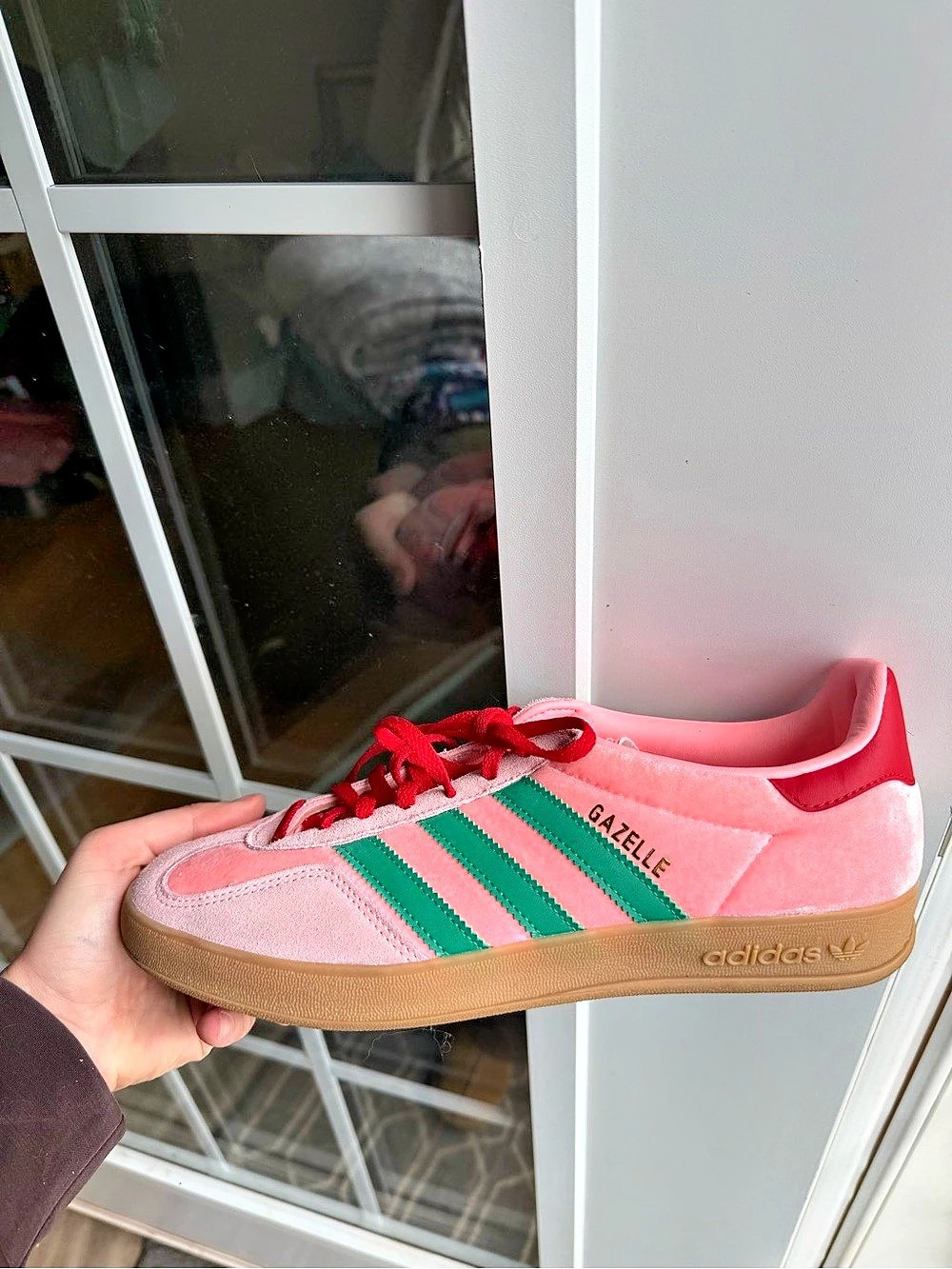 adidas Gazelle Sneakers Pink & Green US 9.5 Like New